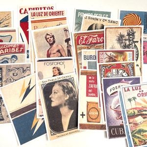 Cuban Vintage Redstone Matchbox #5 Label Art Postcards - Box Of 24